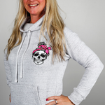 Womens Messy Skull Cowl Neck Sweatshirt