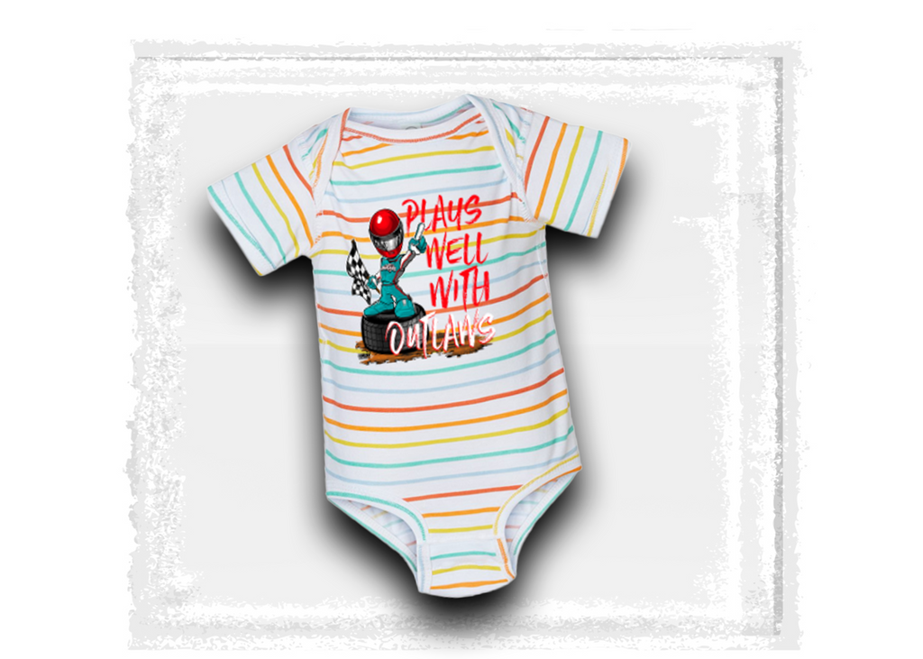 Plays Well with Outlaws Striped Onesie
