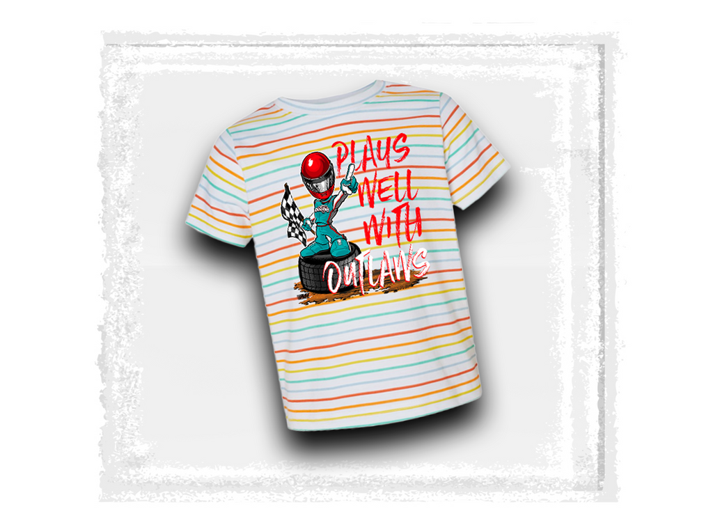 Plays Well with Outlaws Striped Toddler Tee